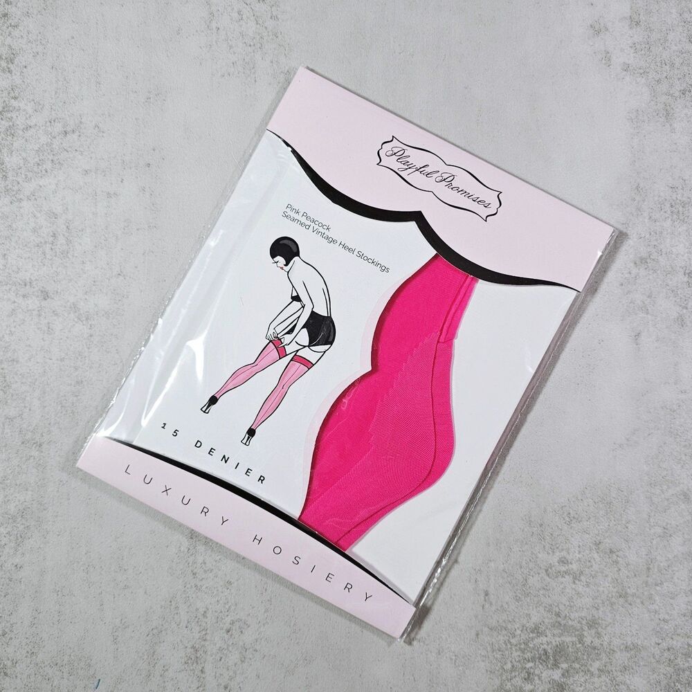 Playful Promises Sheer Classic Seamed Stockings, Hot Pink, Size L